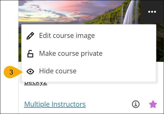 Screenshot of hiding a course step three.