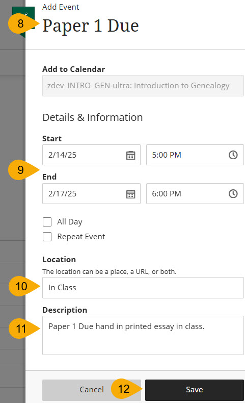 Screenshot of No Due Date Steps 8 through 12