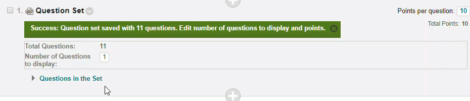 Changing the number of test questions