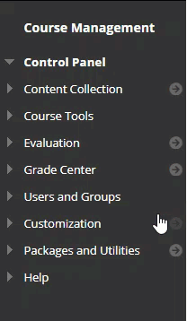 Animation of selecting Course Tools and the Collaborate Ultra Course Tool