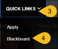 Screenshot of navigate to Blackboard from COD Homepage steps 3 and 4