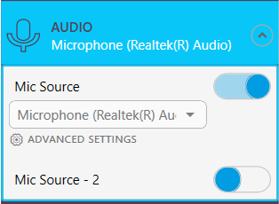 Audio capture panel settings