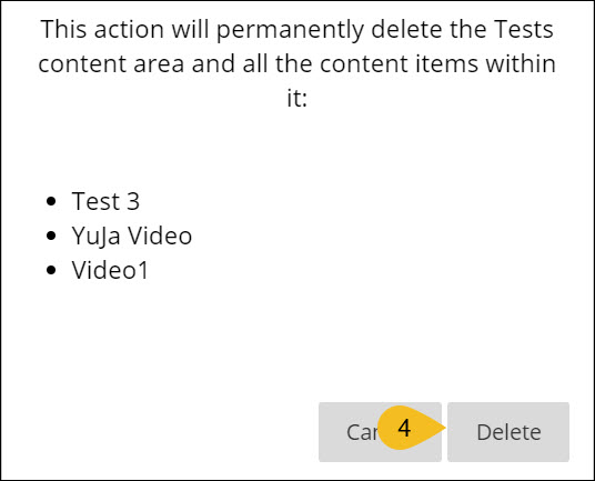 Screenshot of delete course menu ites step 4
