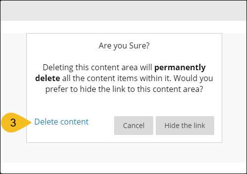 Screenshot of delete course menu item step 3