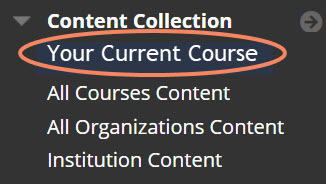 Screenshot of Content Collection link on Course Menu